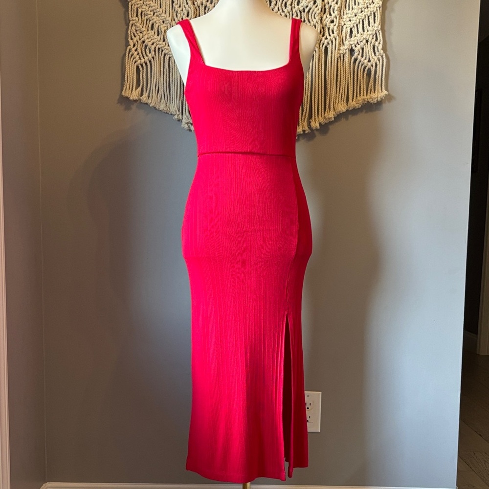 L*Space Bright Red Sleeveless Midi Dress